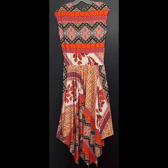 Olivia Matthews Red Mixed-Print Handkerchief Hem Dress - Picture 2 of 4